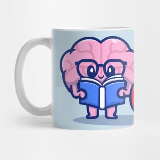 Cute Brain Reading Book With Apple Mug